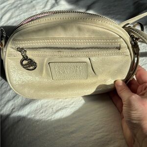 Coach Poppy Champagne Gold Leather Crossbody Bag with Charm and Hang Tag